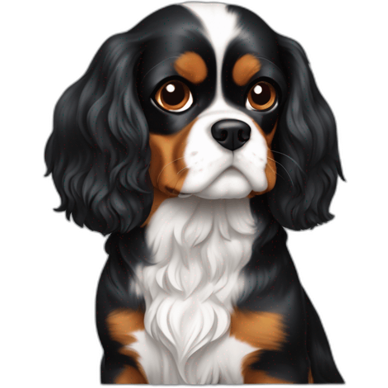 Chien cavalier king Charles sur un chat noir emoji