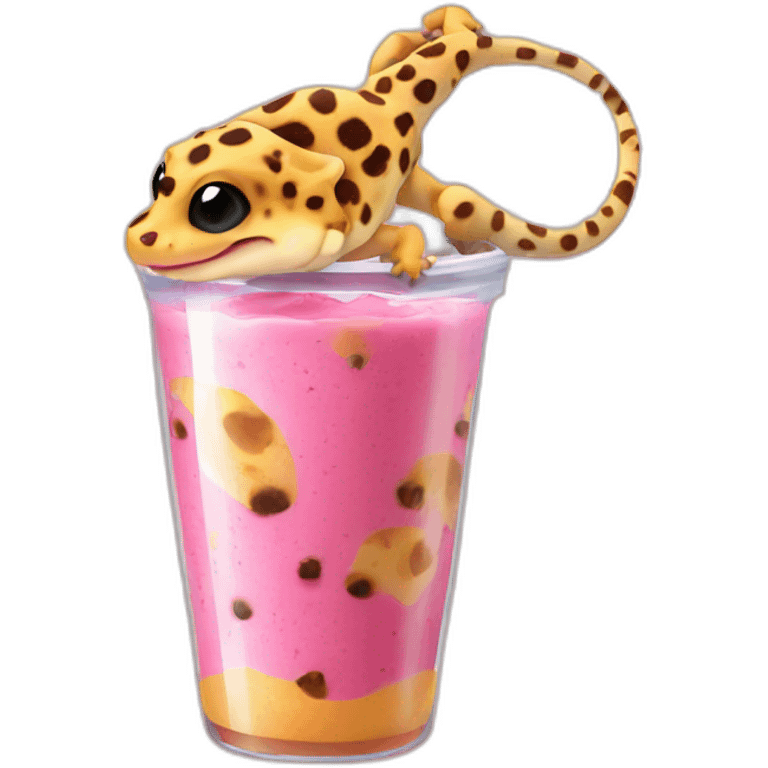 leopard gecko with smoothie emoji