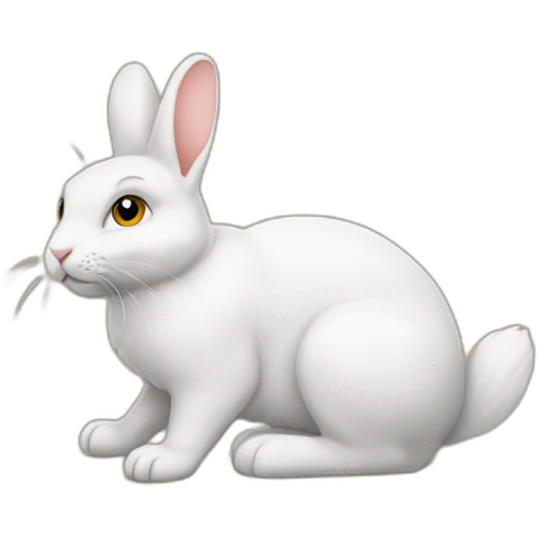 Lapin sur un chat emoji