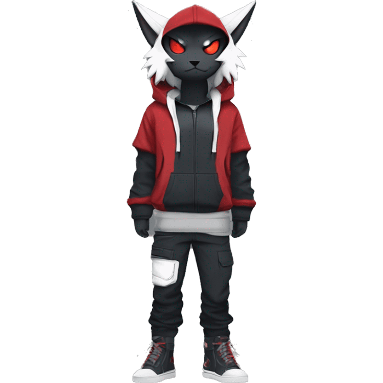 Dark Anthro Cool Litten-Absol-Zangoose-Pokémon Punk Techwear Hoodie Cargo Collar Full Body emoji