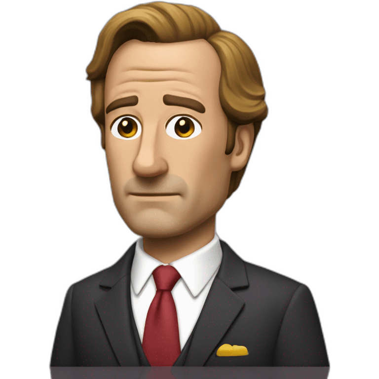 Saul Goodman with his classic ear pice and his icon is pose emoji