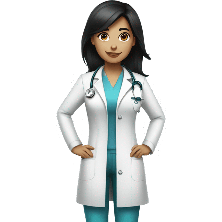 standing female doctor with full length blackhair and Blue eyes  emoji