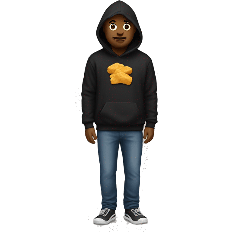 a black hoodie that says nuggets  emoji