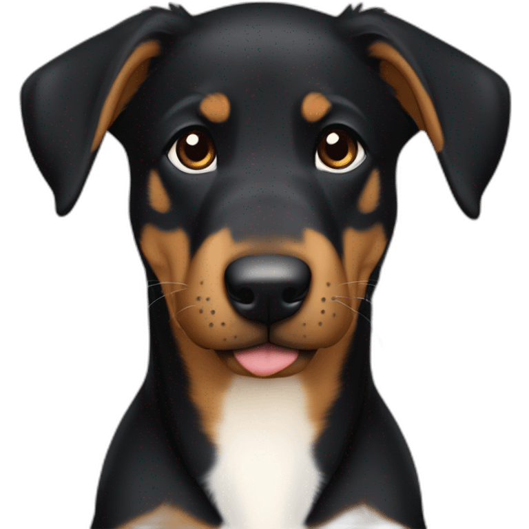 Medium Beauceron puppy with white chest and chin, brown paws and cheeks, black muzzle emoji