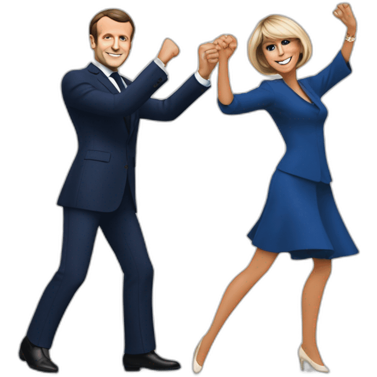 Emmanuel Macron dancing with Brigitte Macron emoji