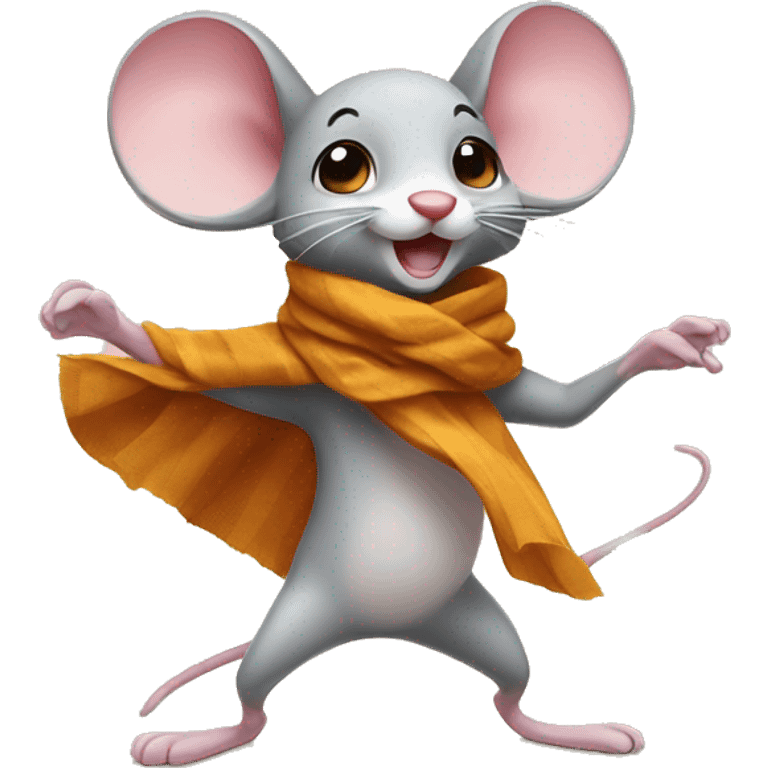 a dancing mouse with a scarf emoji