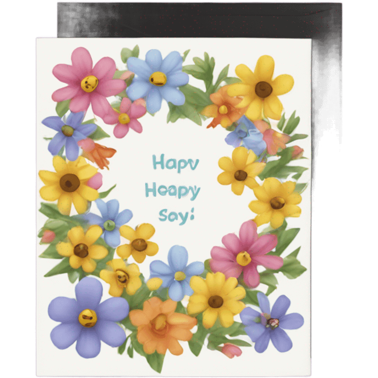 Beautiful Greeting card with flowers on the cover emoji