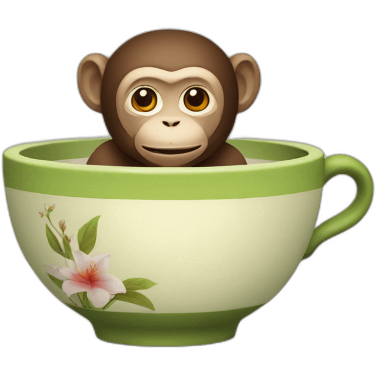 tea bowl with a monkey emoji