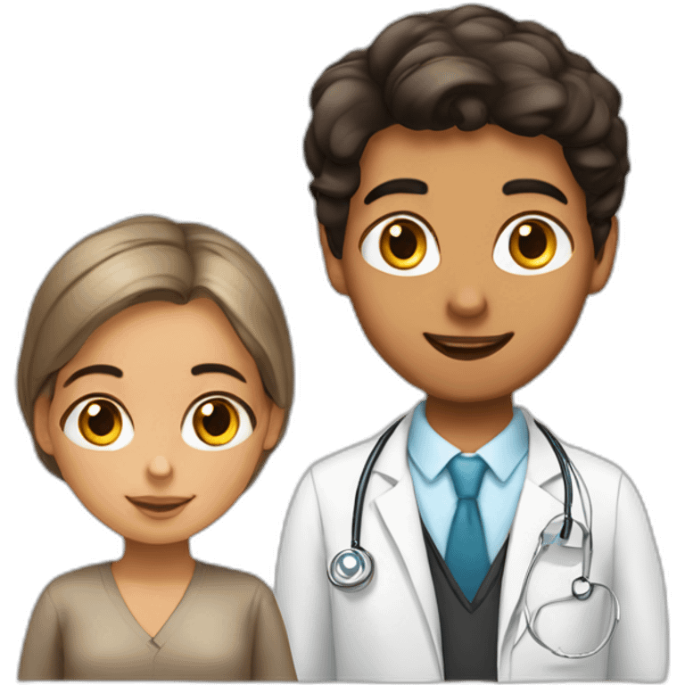 Jewish girl with ophthalmologist tanned skin Arabic boy emoji