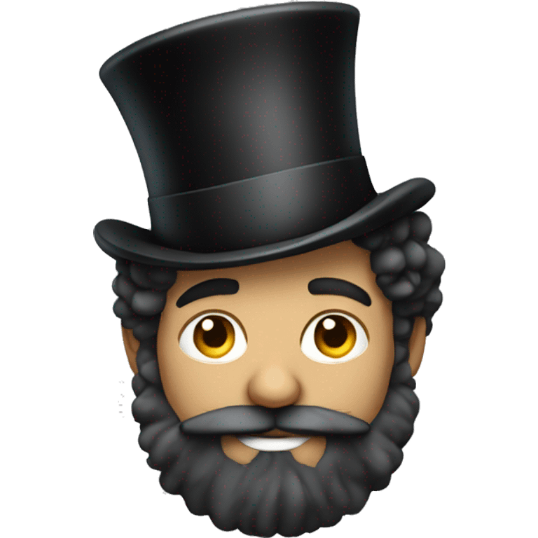 person with huge beard and big puffy hair with top hat emoji