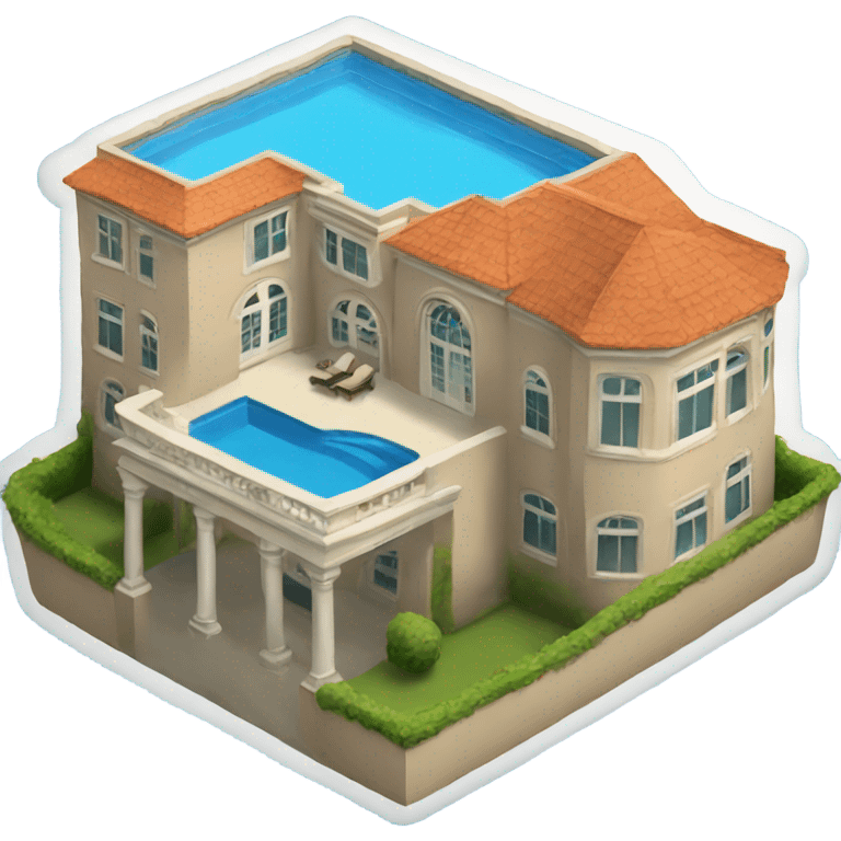 a mansion with a pool emoji