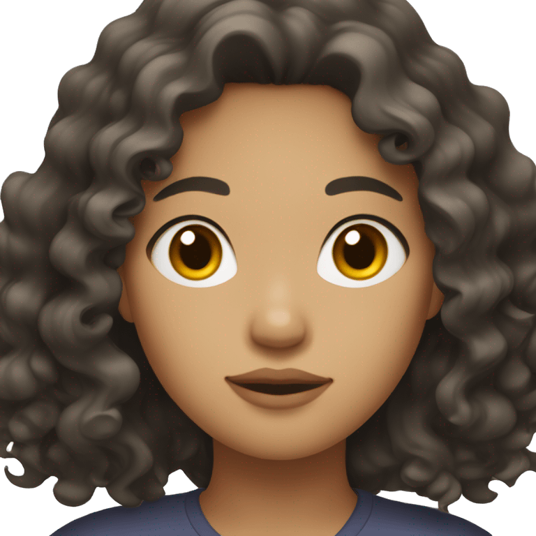 Southeast Asian female with black, wavy curly hair, light brown skin, and overweight. emoji