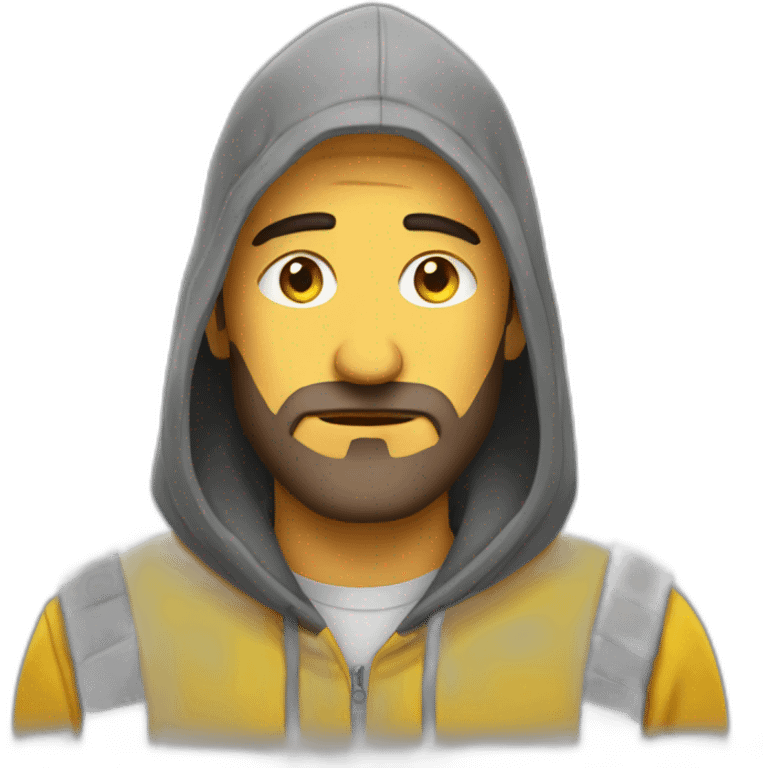 Armenian men  with yellow hoodie with sleepy face emoji