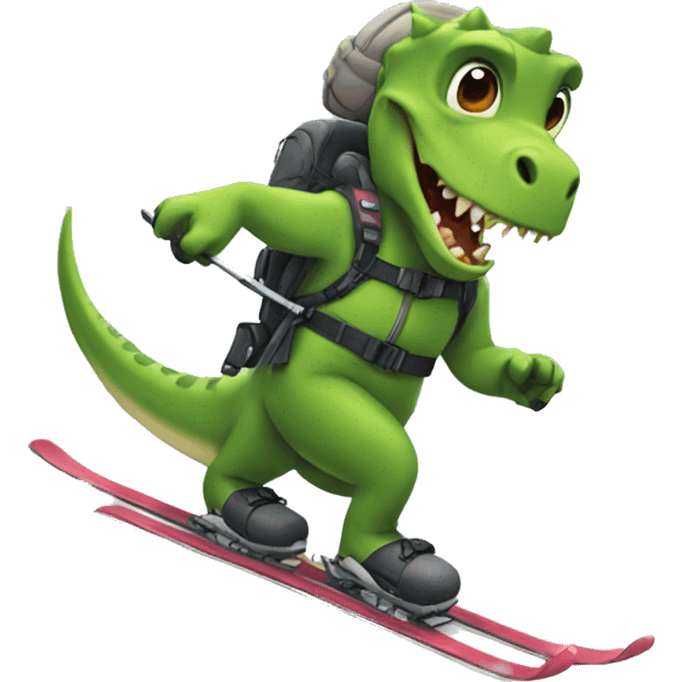 Dino skiing emoji