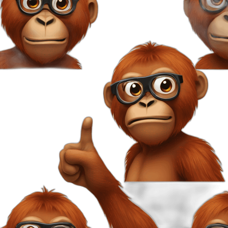 Orangutan Nerd points finger up emoji