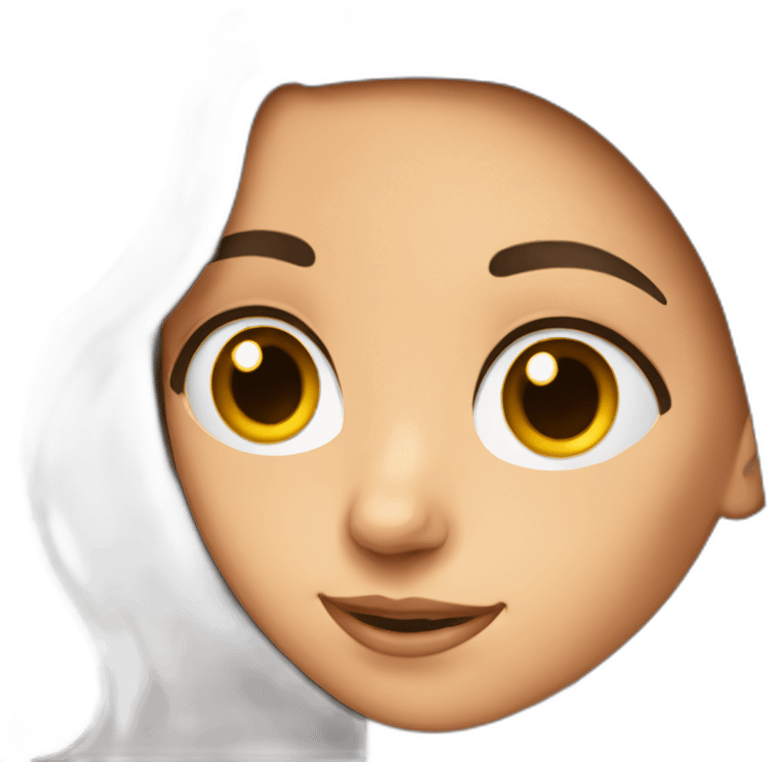 brunette girl with a very big left ear emoji