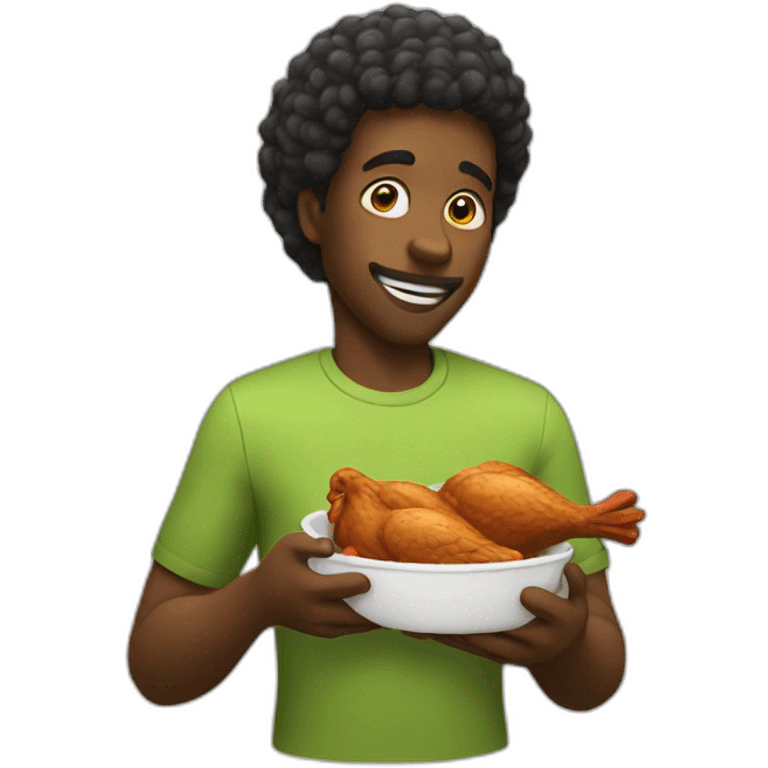 A black man eating chicken emoji