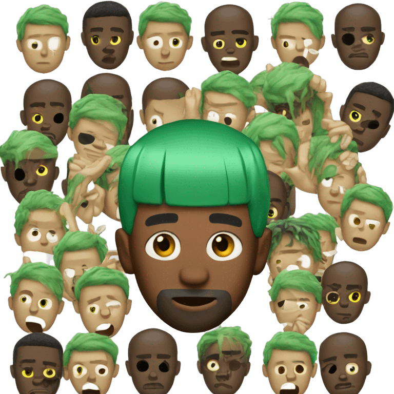 frank ocean with the green hair and his hand on his face emoji