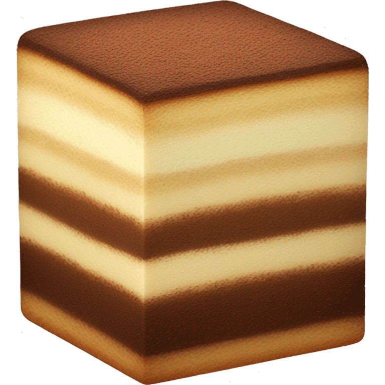 a perfectly cube tiramisu, with only cocoa dusting on top, not on a plate.  emoji