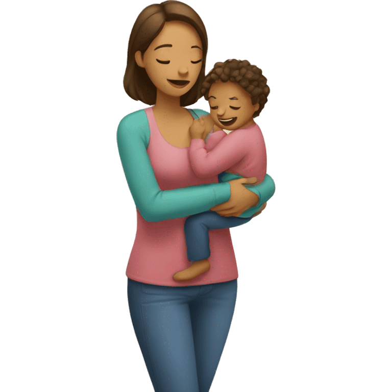 Mom holds the baby in her arms facing each other emoji