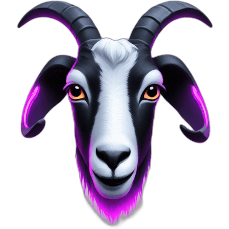 Black background goat face neon emoji