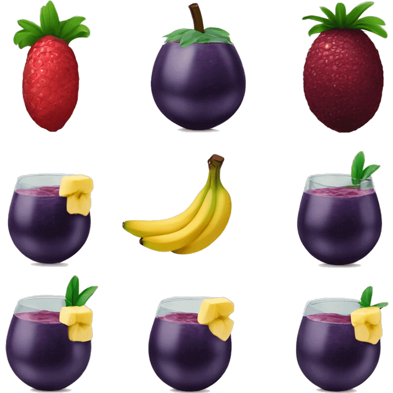 açaí no copo com morango e banana emoji