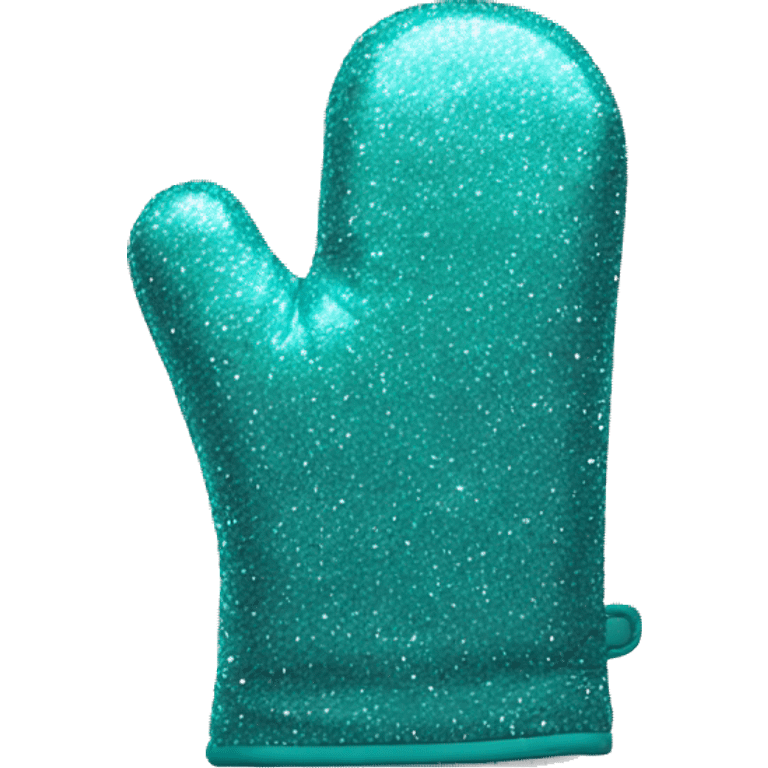 Realistic teal glitter oven mitt isolated  emoji