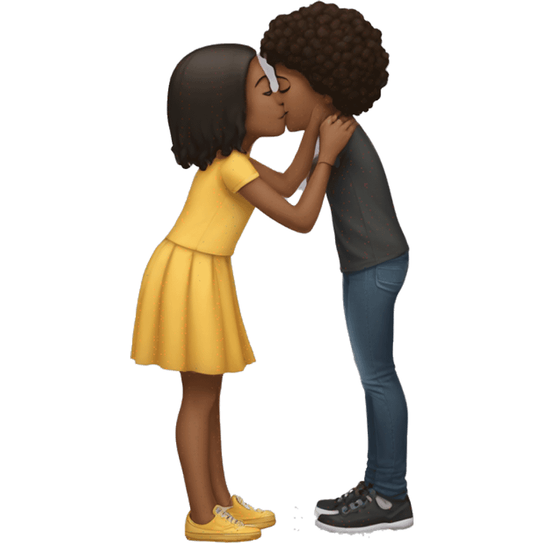 A tall girl kissing short girl, women, feminine  emoji