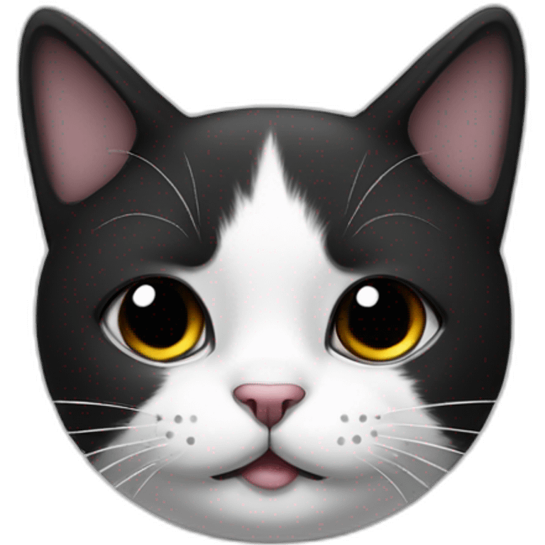 Black and white cat with a black little mustache under the nose emoji