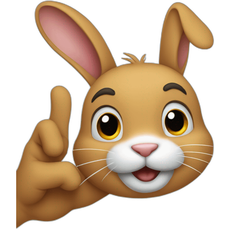 the rabbit smiles and waves its paw emoji