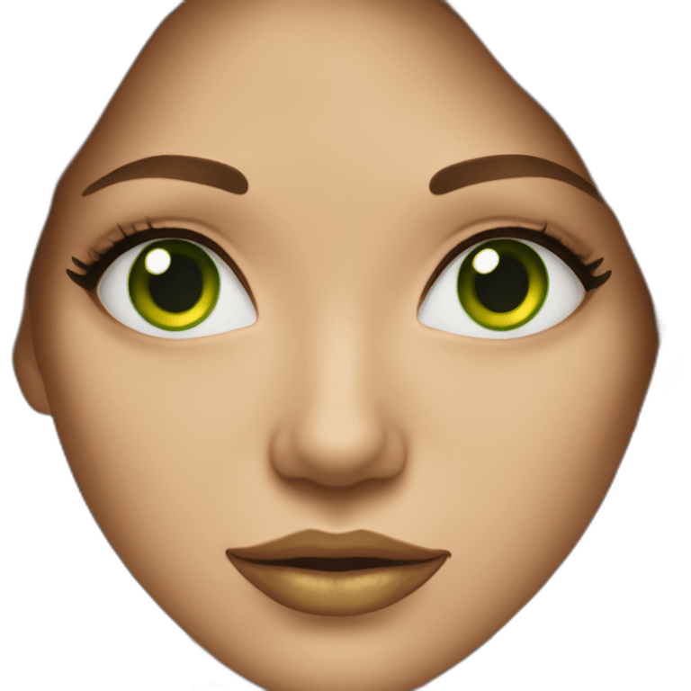 Woman long brown hair with gold nose ring with green eyes emoji