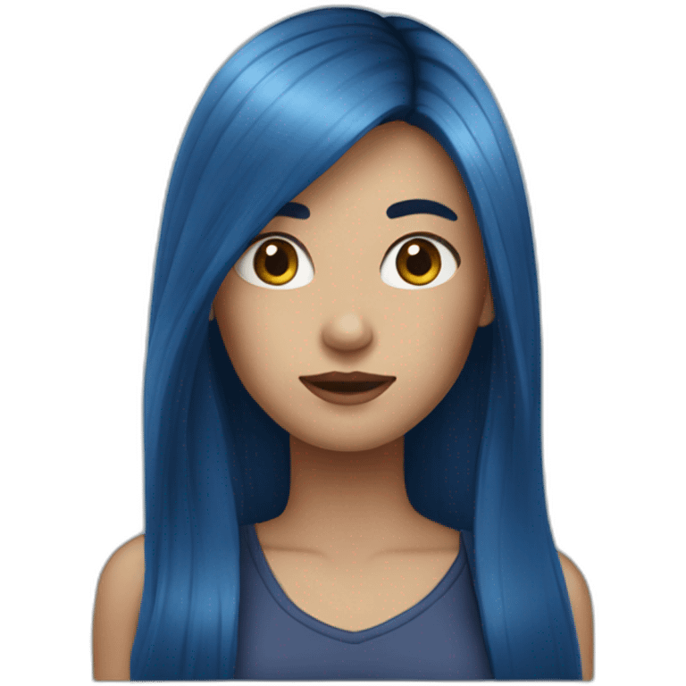 girl with long dark blue hair emoji