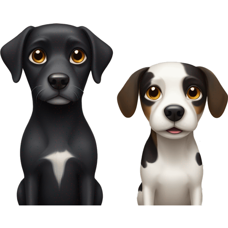 small black dog and small white dog with light brown spots same size emoji