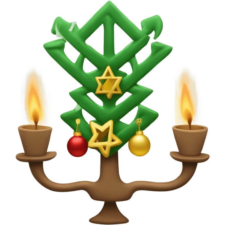 A mix between a Christmas tree and a menorah  emoji