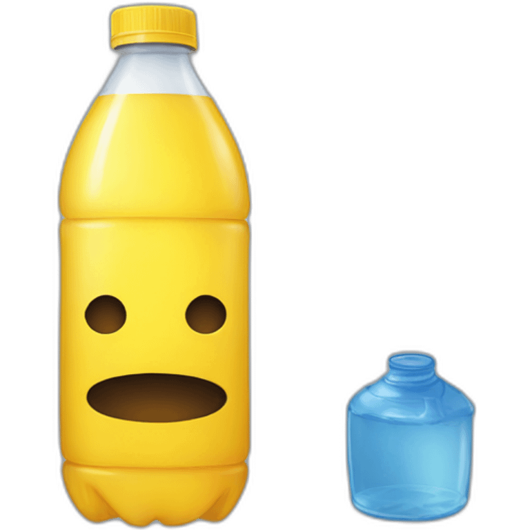 dark yellow water in a water bottle laying on it's side emoji