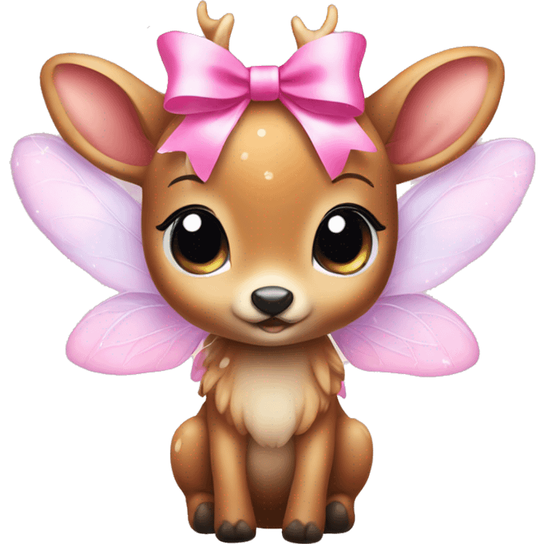 baby deer with fairy wings and a pink bow around its neck  emoji