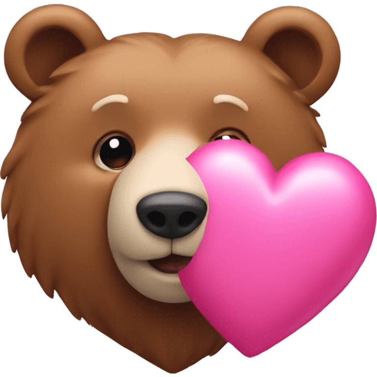 Pink heart with bear in front emoji