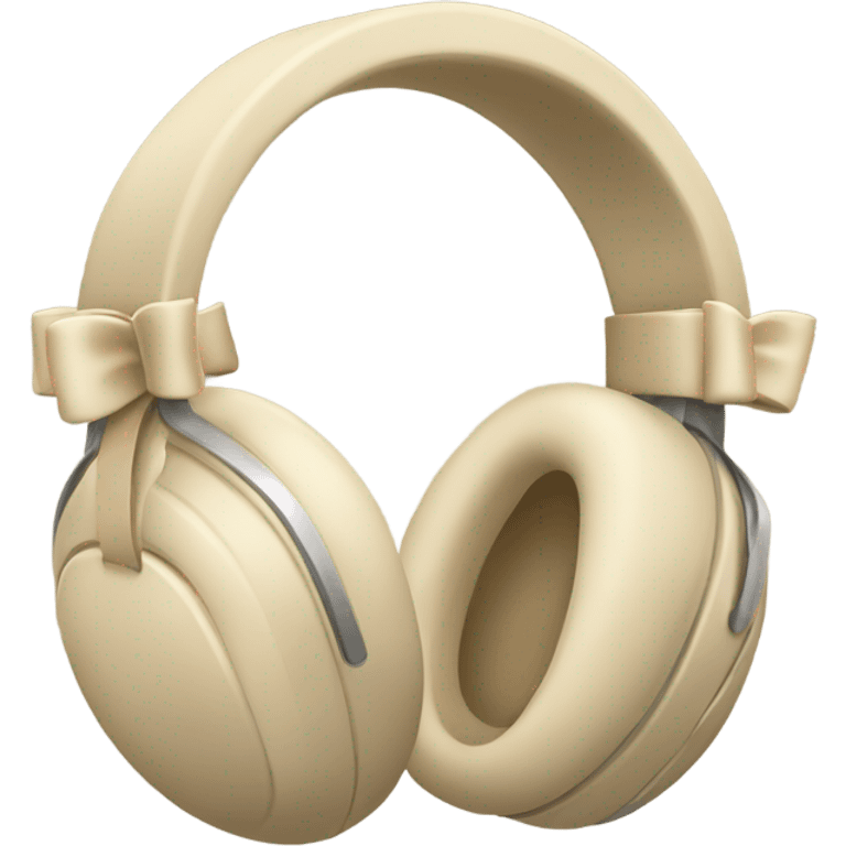 beige apple headphones with beige bows emoji