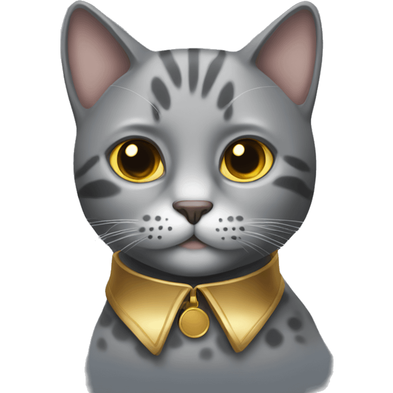 grey cat with spots with golden collar emoji