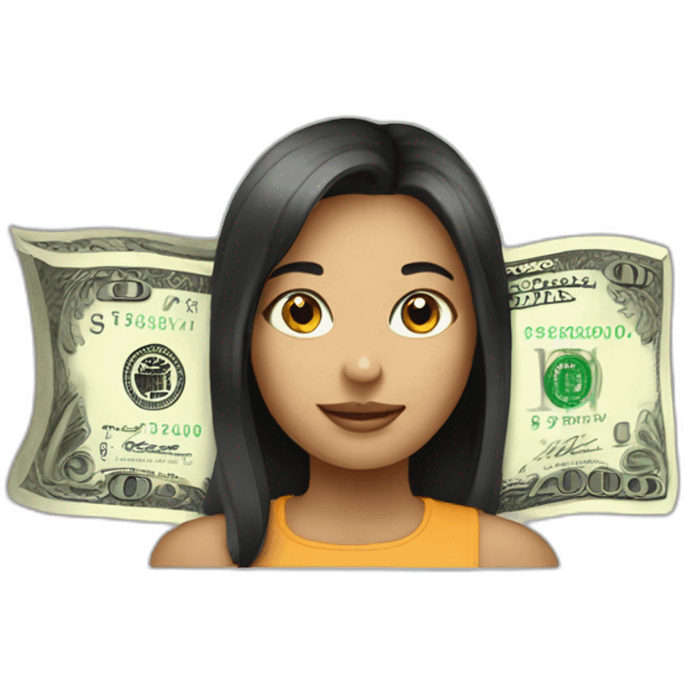 dollar above girl emoji