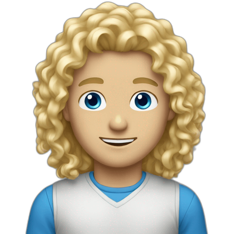 guy blue eyes very long curly blond hair emoji