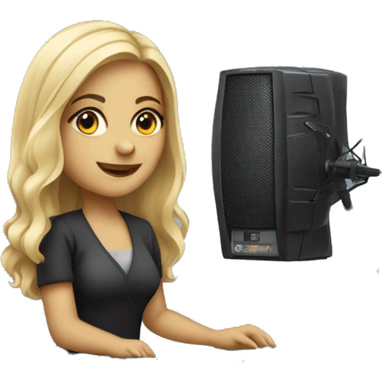 Audio technician blonde girl with an audio desk emoji