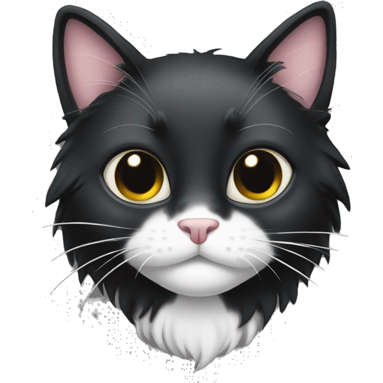 black long hair cat with black and white muzzle emoji