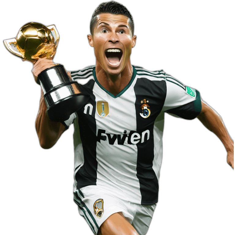 cristiano ronaldo, screaming, trophy emoji