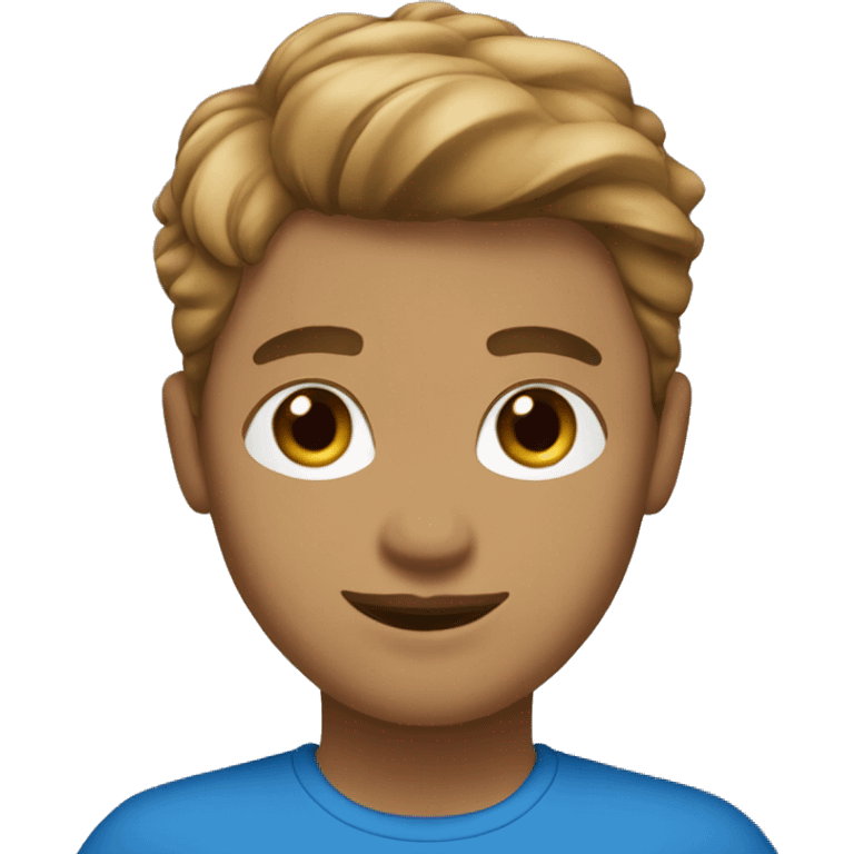 Medium light brown with french hair and a blue top emoji