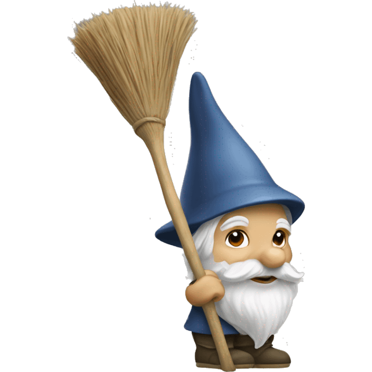 Garden gnome with a broom as hair emoji