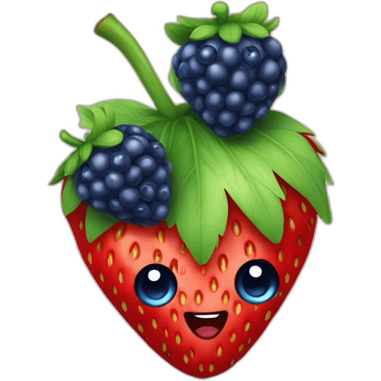 Strawberry with raspberry with blueberry emoji