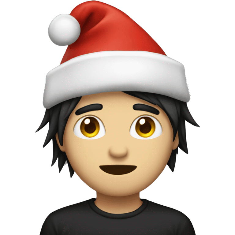 emo with christmas hat emoji