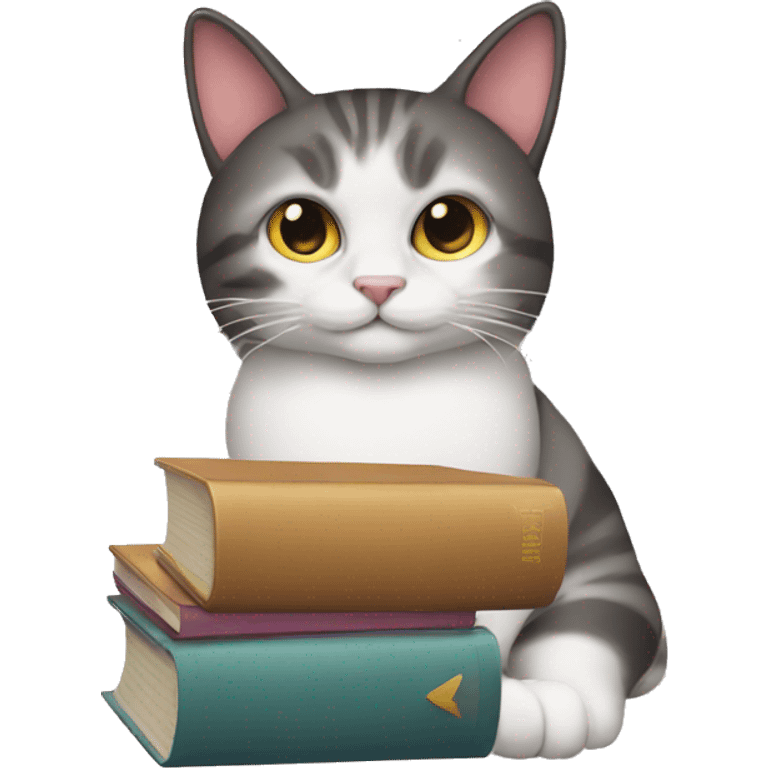 A cat with books emoji