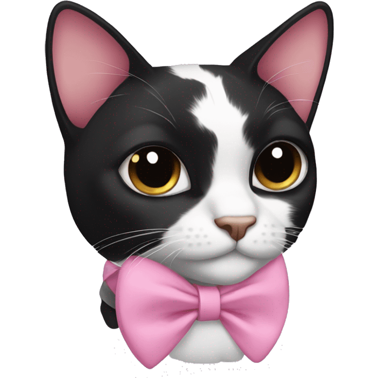 black calico cat with pink bow emoji